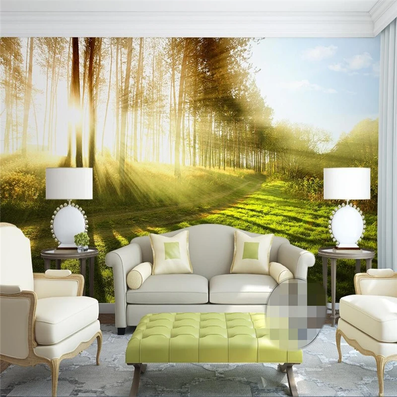 Us 8 85 41 Off Beibehang Photo Stiker Wallpaper Morning Glory Hutan Hijau Hutan Mimpi Estetika Pemandangan Latar Belakang Dinding In Wallpaper From