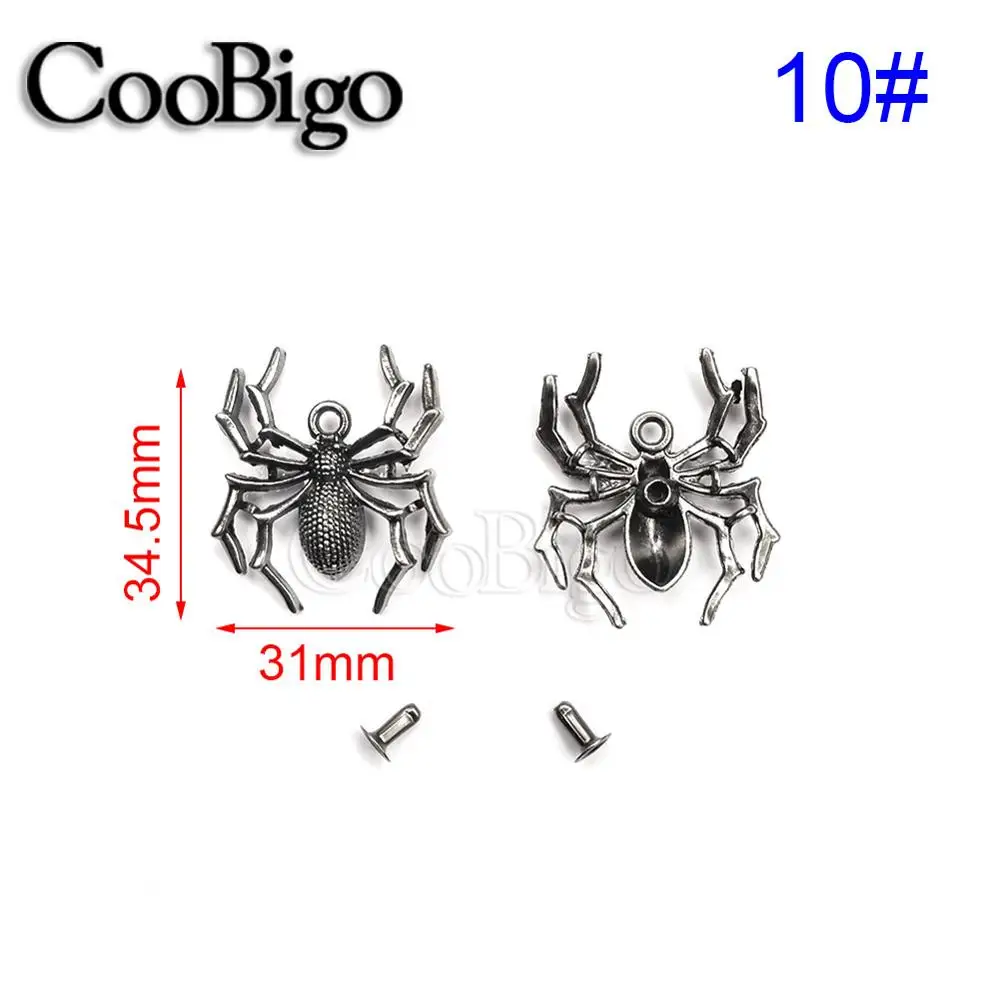 50 комплектов оловянные шпильки заклепочные шипы в стиле панк-рок одежда обувь сумка ошейник для домашних животных Сделай Сам кожа Ремесло Швейные аксессуары звезда паук волк - Цвет: 10