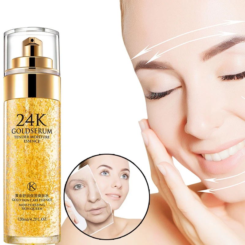 

Free Shipping 24K Gold Soothing Serum 120ml Moisturizing Gentle Men and Women Moisturizing Toner Remove Dryness and Fine Lines