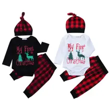 3 шт. для новорожденных для маленьких мальчиков Обувь для девочек приходя Домой наряд боди брюки шляпа одежда Для мальчиков ясельного возраста девочки с надписью Комплект повседневной одежды для детей