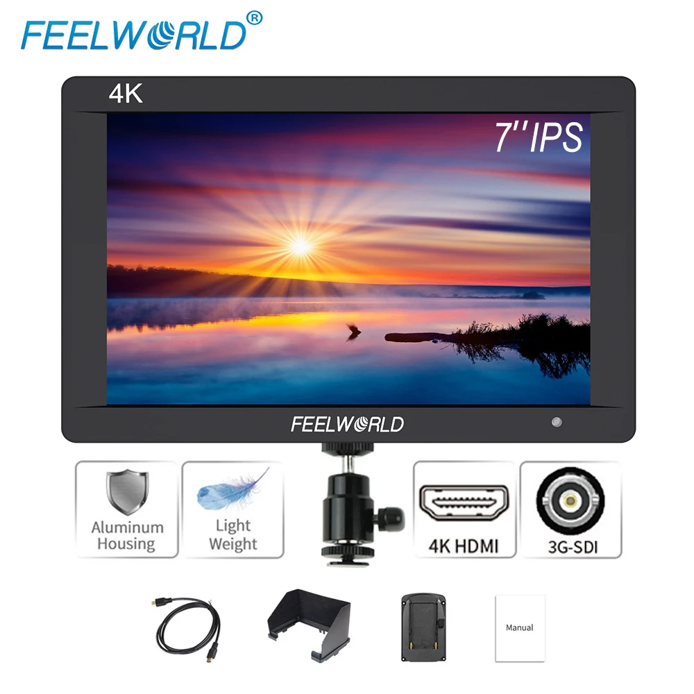 

Feelworld F7S 7 inch SDI 4K HDMI On Camera DSLR Field Monitor Full HD 1920x1200 Aluminum Housing Small LCD IPS External Display