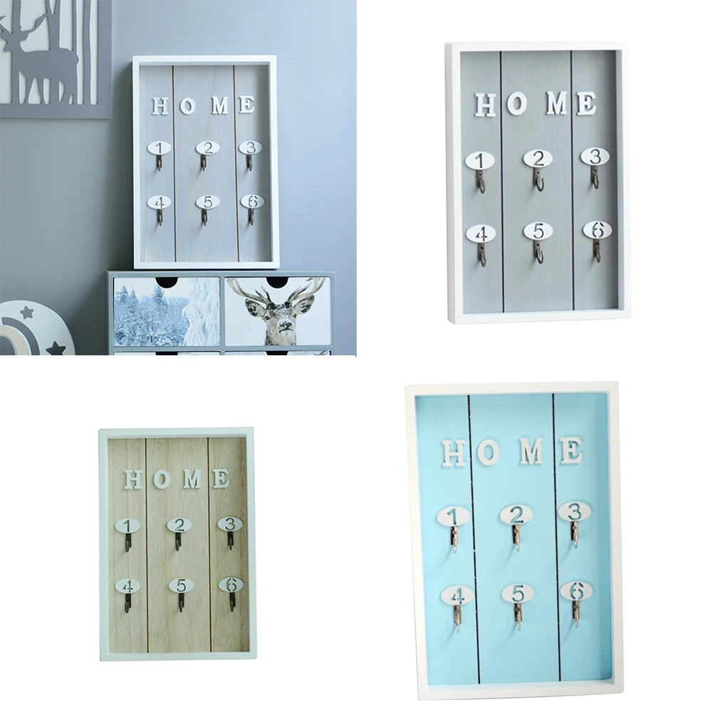 

1 Pc Wall Mount Wood Jewelry Key Boxes Lock Hanging Storage Holder Nordic Color Simple Fashion Home Organizer Storage Decor