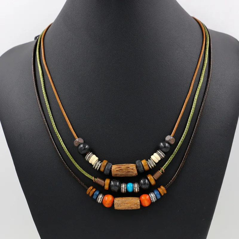 

Women Necklace Female Statement Necklaces & Pendants 2018 Wood Beads Flower Choker Collar Fashion Jewelry Party