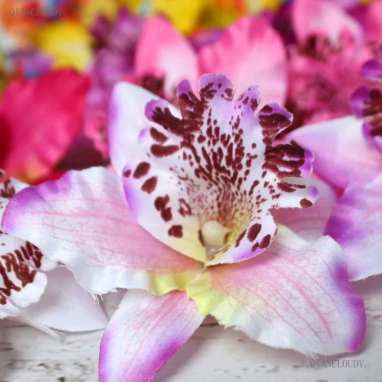 30 комплектов/партия, красный, светло-розовые, белые Искусственные тайского Орхидеи Шелковые головки цветов Набор «сделай сам» для Свадебная заколка для волос Украшенные цветочной A91