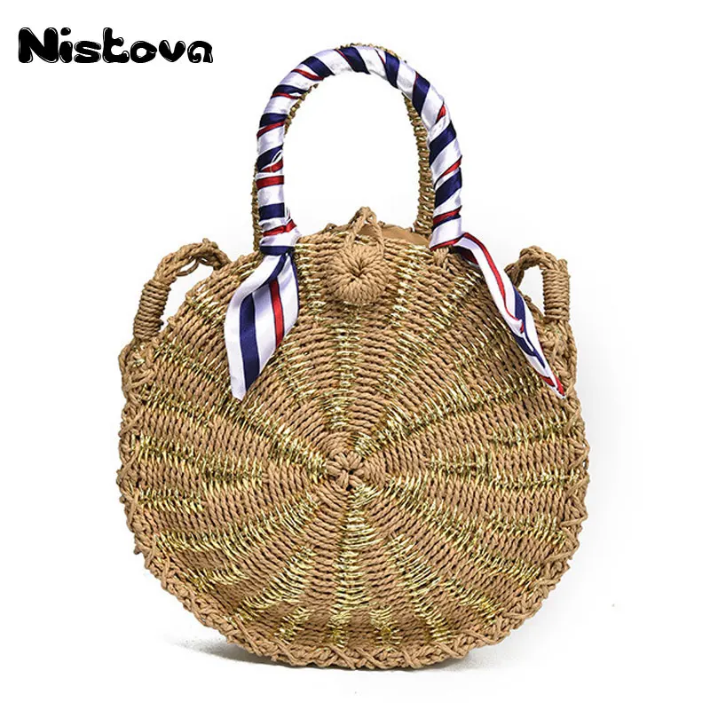 Women Natural Straw Bag Summer Rattan Woven Circular Hasp Handbag Travel Bali Bohemian Beach Knitted Shoulder Crossbody Bag Women Natural Straw Bag Summer Rattan Woven Circular Hasp Handbag Travel Bali Bohemian Beach Knitted Shoulder Crossbody Bag