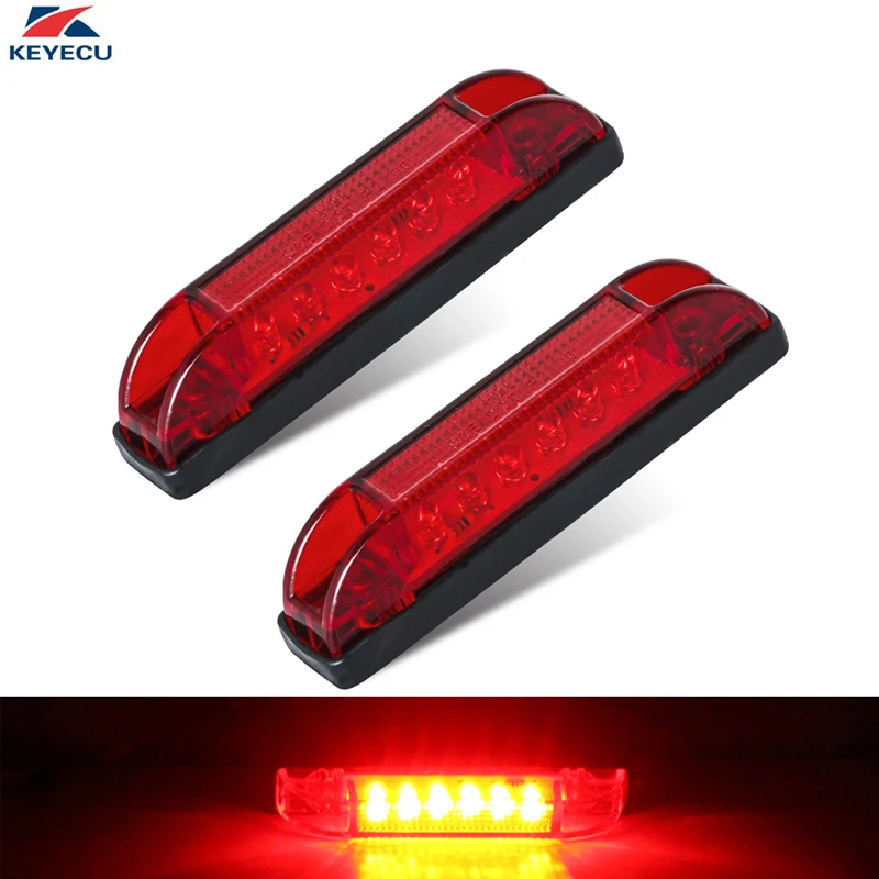 KEYECU Pack of 2 4" Red 6LED Side Marker Lights Rear Clearance Lamp for Truck Trailer Boat Bus RV Indoor & Outdoor | Автомобили и