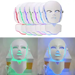 Светодиодный 7 цветов легкий массаж лица микротоковая, для лица Устройство для приготовления маски Фотон терапия кожа маска для лица и шеи