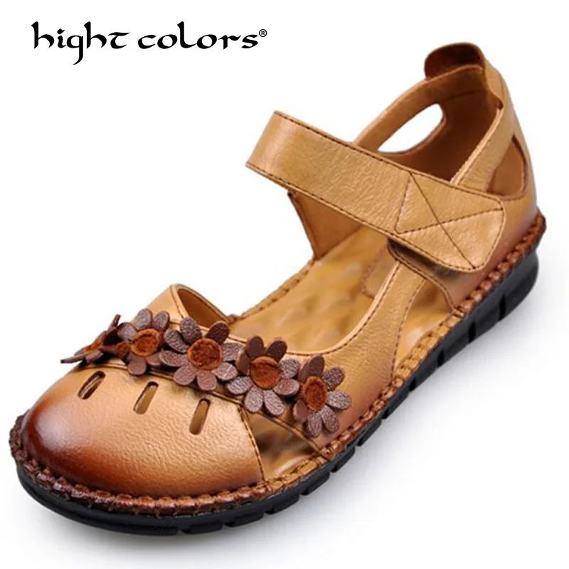 

Larger Size 35~41 New 2018 Fashion Women Hook & Loop Mary Jane Flat Shoes Casual Round Toe Flower Summer Ballet Flats