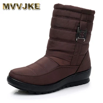 

MVVJKE Women's Boots Thick Plush Warm Winter Waterproof Mother Shoes Ladies Ankle Boot Snow Boots Women Waterproof Woman Shoes