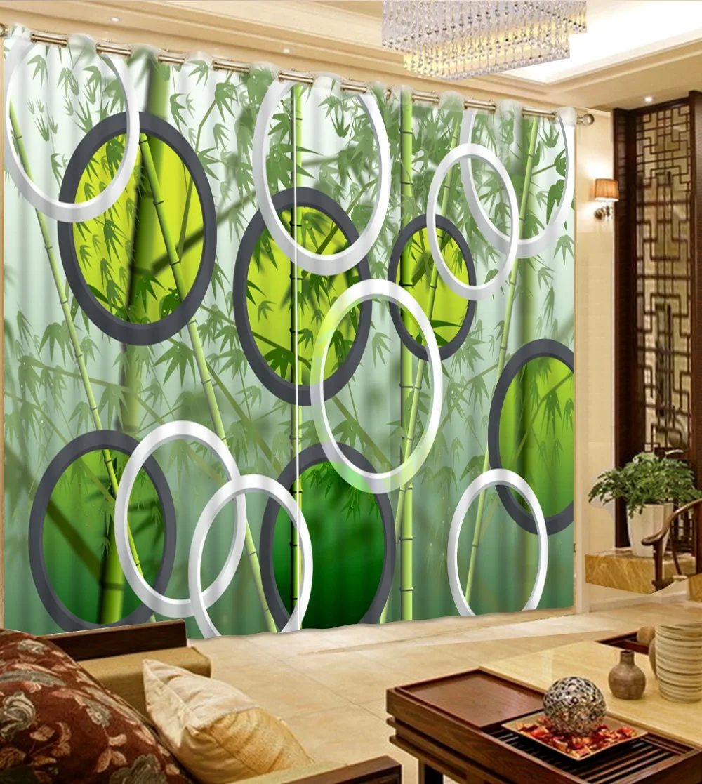Custom any size european curtains 3d bamboo curtains living room window fashion decor home decoration for bedroom