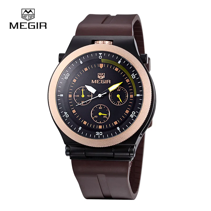 Megir new fashion luminous men s watches casual analog quartz brand watch man silicone wristwatch male