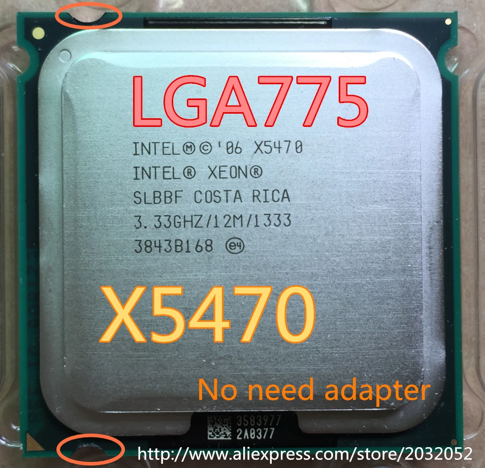 Процессор Intel Xeon X5470 SLBBF(3,33 ГГц/12 м/1333) равен Core 2 Quad Q9750 cpuworks(материнская плата LGA 775 без адаптера