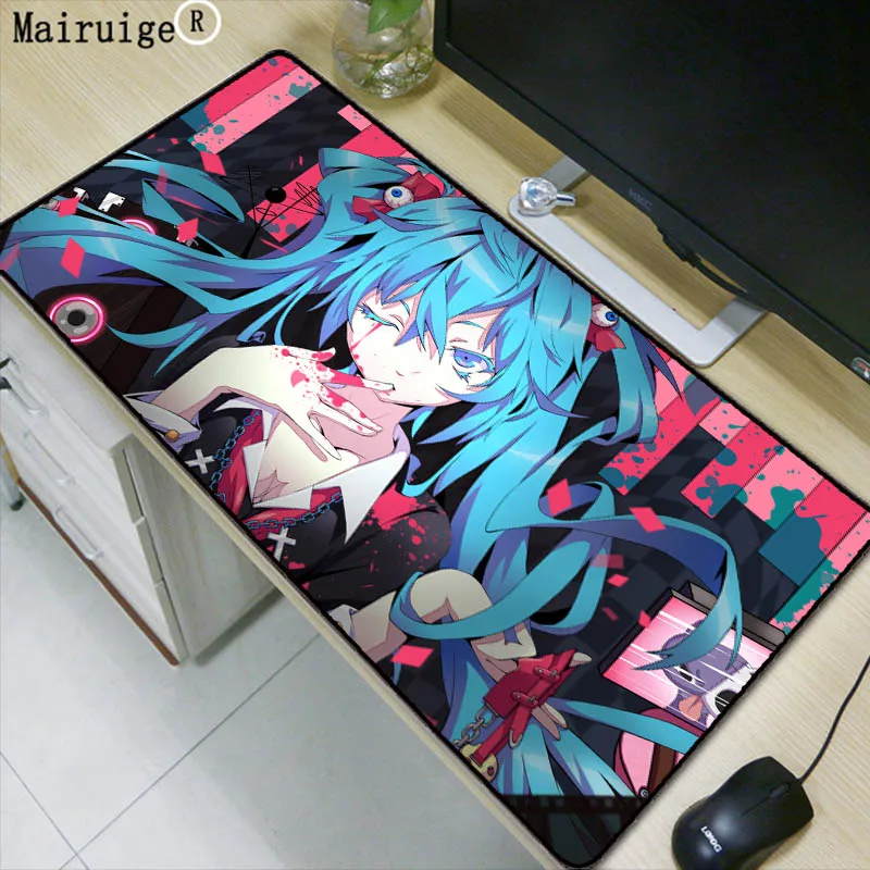 

Laumans Anime Hatsune Miku Girl Large 900x40/700x300/600x300mm Rubber Mouse Pad Computer Game Tablet Mousepad with Edge Locking