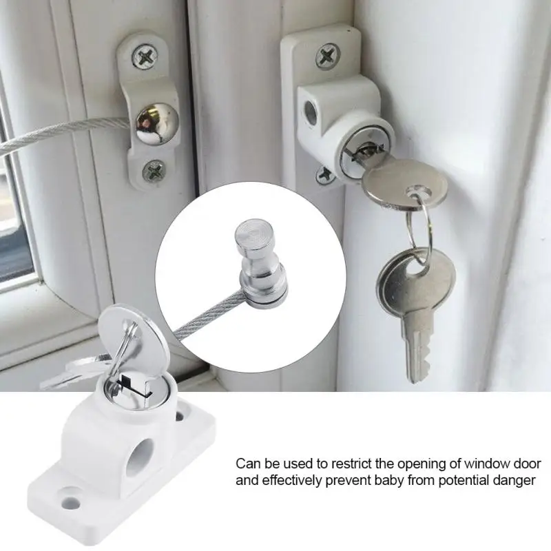 Window Door Guard Restrictor Baby Kid Safety Security Cable Lock Catch Wire Rope