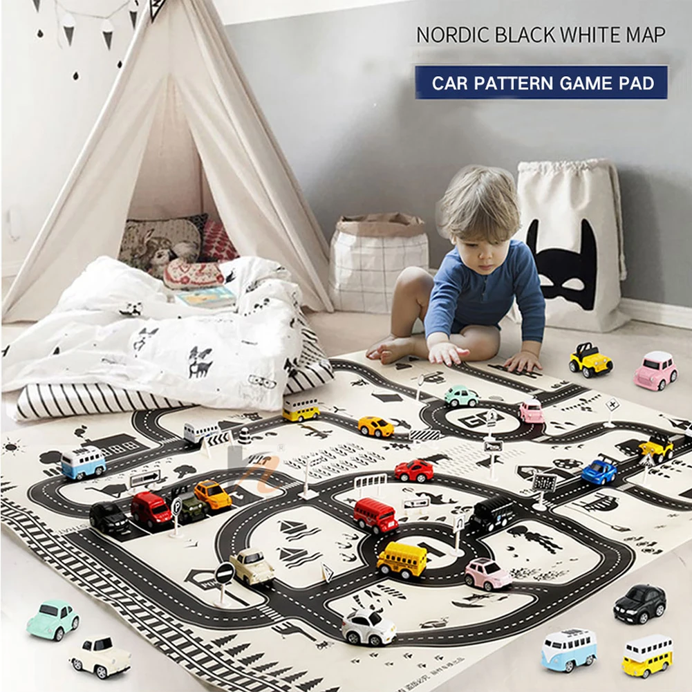 

Fast logistics North European Style Kids Car City Scene Taffic Highway Map Play Mat Educational Toys For Children Gym Games Road