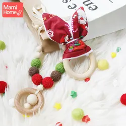 Mamihome 1 компл.. Рождественский Подарок погремушка цепочки вязаный крючком ожерелья бусины Деревянный прорезывания зубов игрушки, не