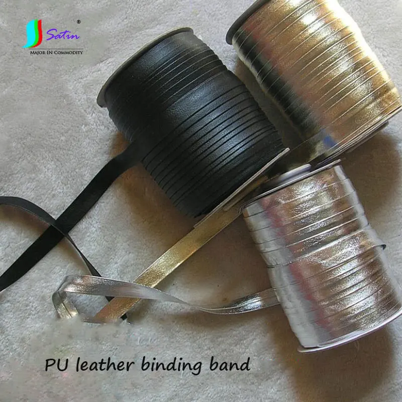 

Length 25 Meters Width 15MM Gold,Silver,Black High Quality PU Leather Edge Binding Tape,Sew Accessory Leather Wrapping S0267L
