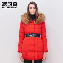 BOSIDENG новая большая енот меховой воротник меха толщиной вниз пальто женщин вниз куртка зимой средней длины пальто женщин утка вниз пальто высокого качества B1501218