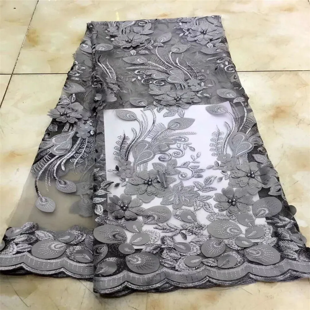 

Latest African Lace Fabric 3D Lace Fabric 2018 High Quality Lace Polyester Embroidered French Cord Lace Fabric For Women X304-1