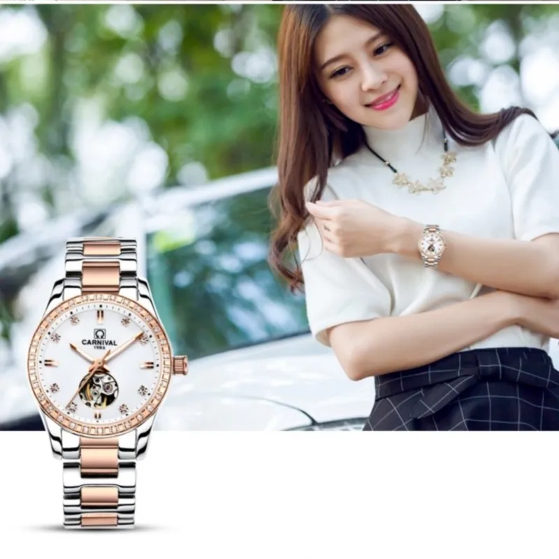 Relógio Automático para Mulheres Carnaval Novo Luxuoso Marca hd Luminoso Calendário ou Turbilhão à Prova Dágua Safira de Alta Qualidade - Image 5