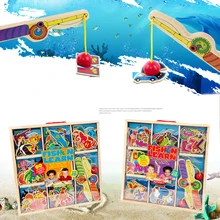 50pcs set Kids Wooden Toy Children Magnetic Fishing Rod Model Bath Fun Toy Set Cartoon Baby