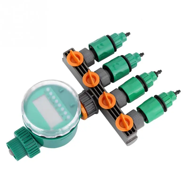 

ABS 7pcs/set 6 Bar / 150 PSI Garden Water Timer Irrigation Controller Kit with 4-way Hose Splitter G3/4 Quick Connector