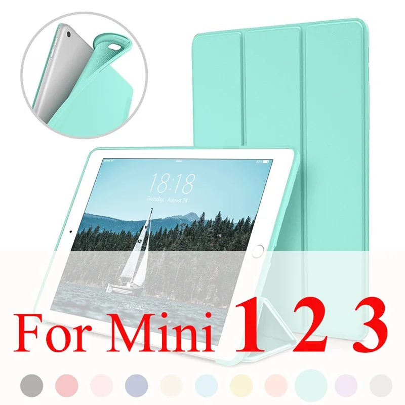 Mint for mini 123 Чехол для Apple iPad Mini 4 3 2 1, тонкий чехол из искусственной кожи, мягкий силиконовый чехол с подставкой для iPad Mini 5, чехол - Цвет: Mint for mini 123