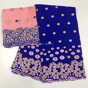

Dubai African Lace Fabric 2019 High Quality Blue Color Cotton Lace Swiss Voile Lace 5+2 Yards Swiss Voile Lace In Switzerland YC
