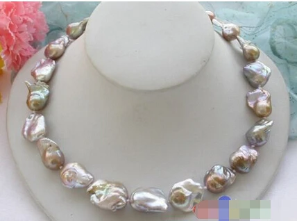 

Free shipping@@@@@ p3450 Lustre Perfect 18" 22mm LAVENDER baroque keshi reborn PEARL NECKLACE