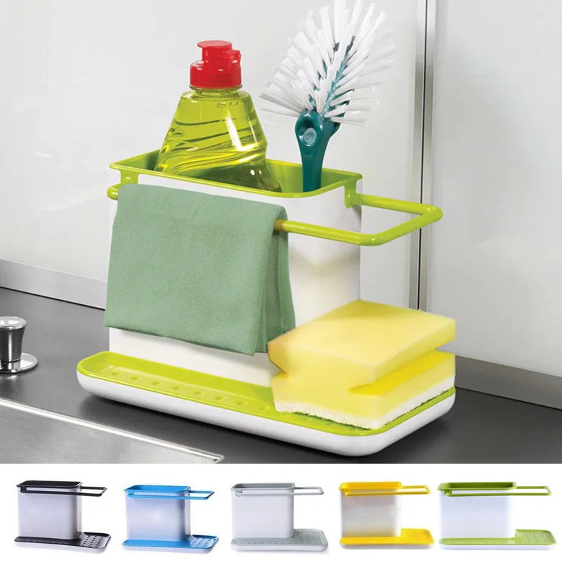 

Kitchen Sponge Box Draining Rack Dish Self Draining Sink Storage Kitchen Organizer Stands Utensils Towel Rack Tidy Kitchen Tool
