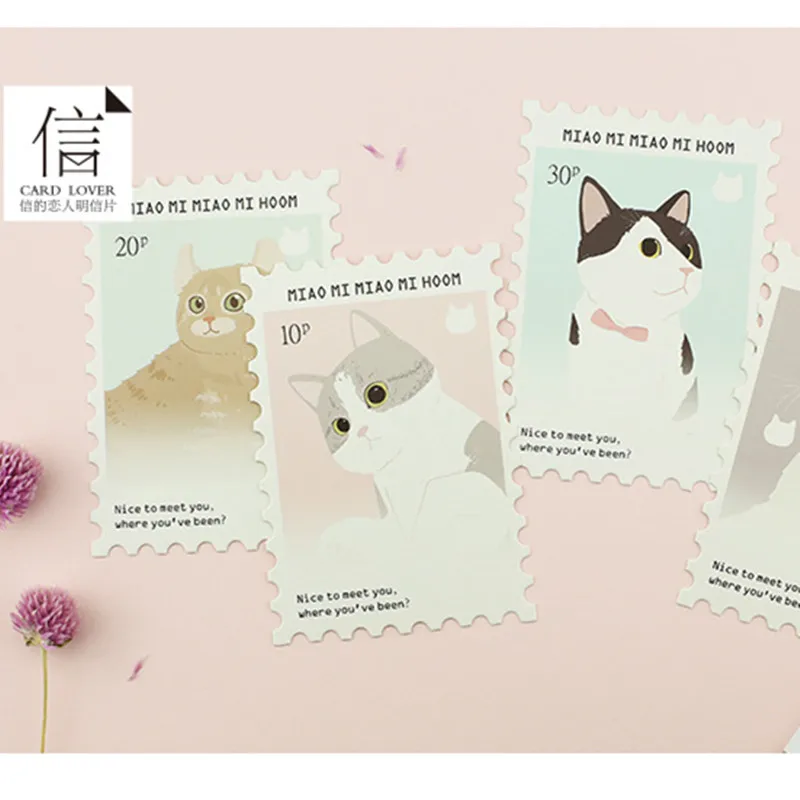 Карта любовник штамп кошка открытка Закладка письмо бумажная поздравительная открытка 1 лот = 1 упаковка = 30 шт