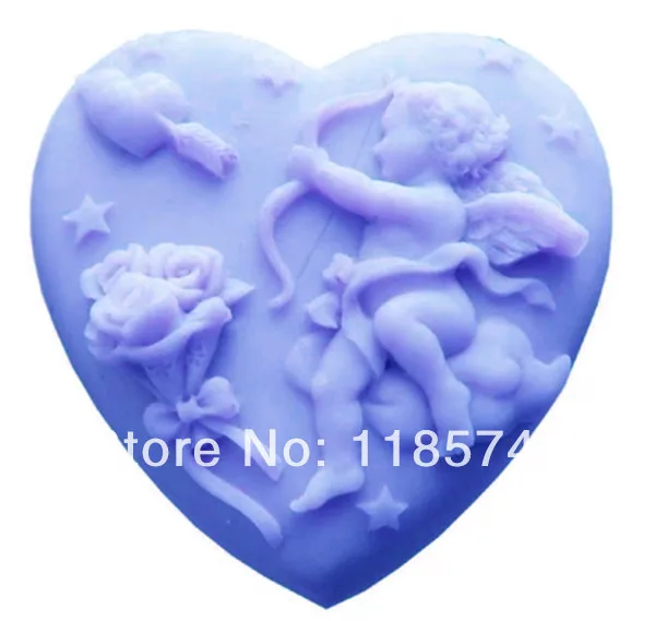 

Heart Cupid Design Silicone Soap Mold Decorating 3D Silicone Molds for Soap Making