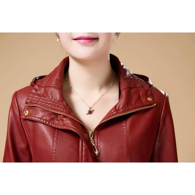 La De Amovible Veste Plus Pu Femmes En Féminins 13013 Cuir Moyen Printemps Black Red Nouvelle 13013 Mode 13013 Court Taille D'âge Cap Wine 2018 Coffee Automne qxOaav