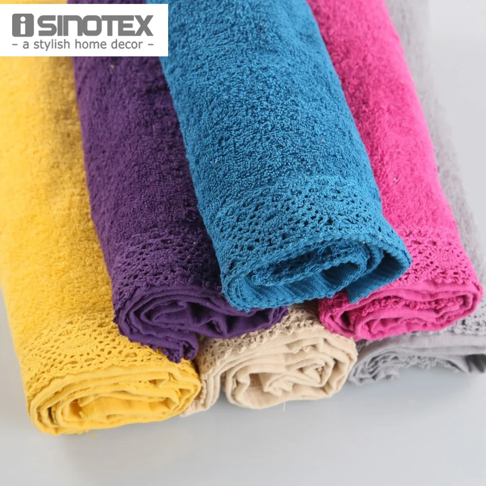 Isinotex хлопковое банное полотенце с кружевной каймой и вышивкой 70x140 см, быстросохнущее полотенце для лица, 1 шт./лот