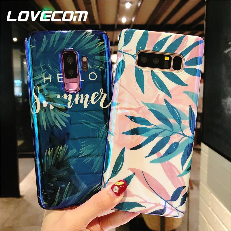 

LOVECOM Blu-Ray Leaf Cases For Samsung Galaxy S10 Plus S10e S7 Edge S8 S9 Plus Note 8 9 Soft IMD Letters Phone Back Cover Gift