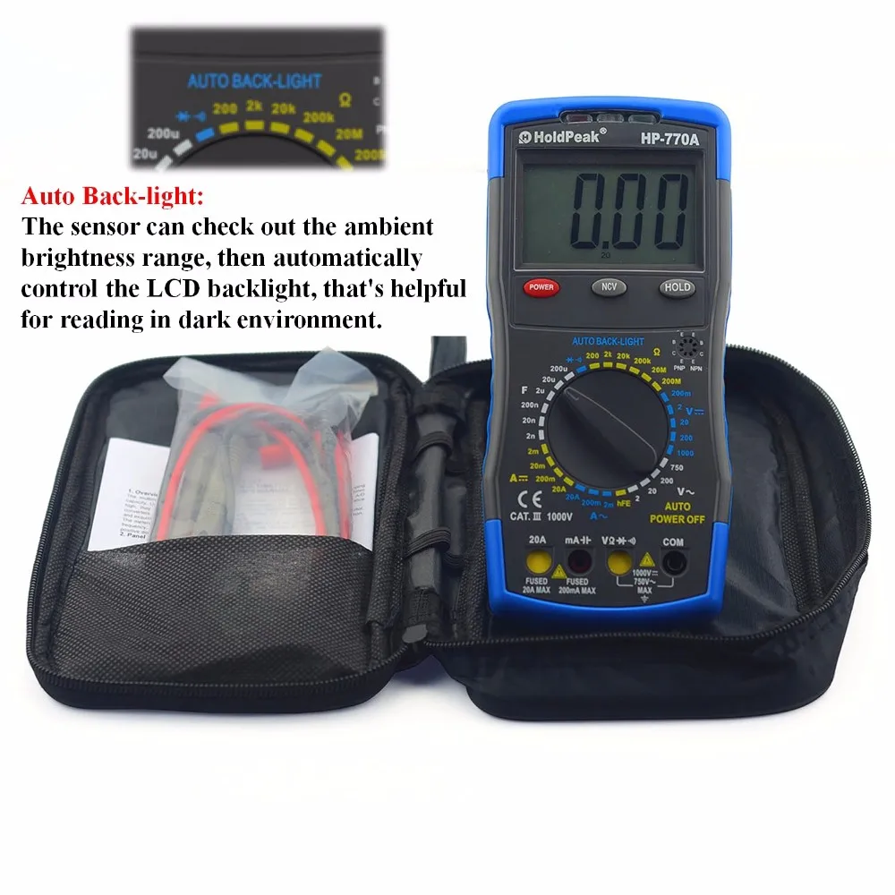 Digital Multimeter Meter with NCV Feature and Capacitance/Diode/hFE