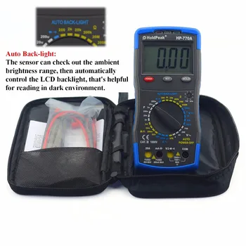 

Digital Multimeter Meter with NCV Feature and Capacitance/Diode/hFE Test Multimetro HoldPeak HP-770A