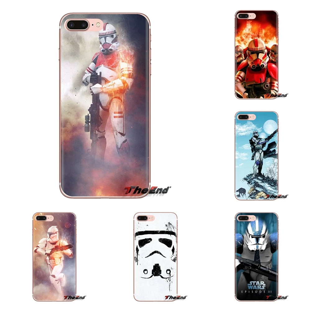 

For Huawei Mate Honor 4C 5C 5X 6X 7 7A 7C 8 9 10 8C 8X 20 Lite Pro Death Star Clone Trooper Star Wars Transparent Soft Cover Bag