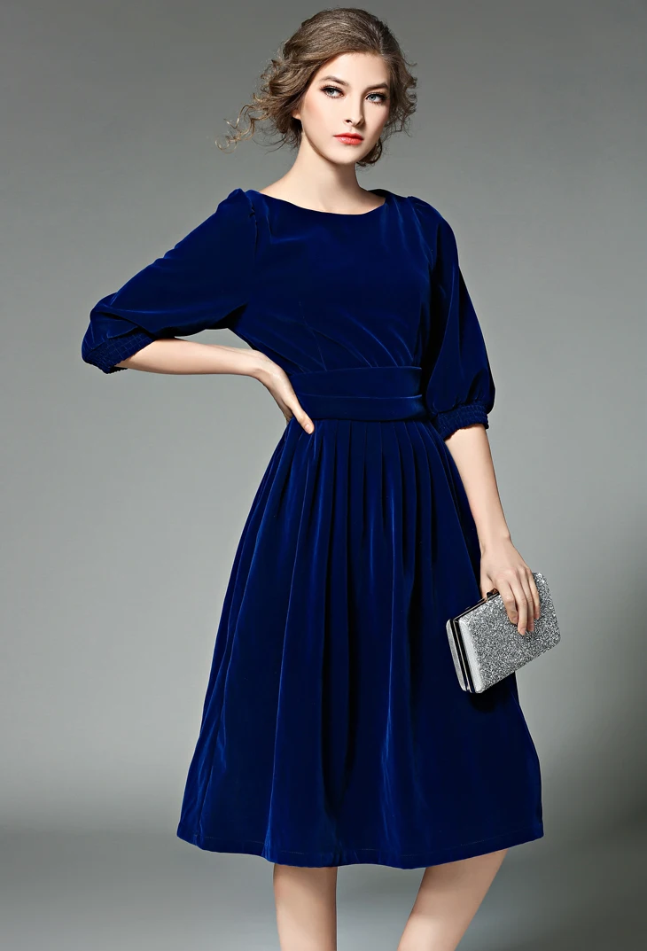 OL Стильное женское синее бархатное платье, зимние платья для женщин,, Vestidos, украинские красные платья для рождественской вечеринки, Robe Longue Femme 8869