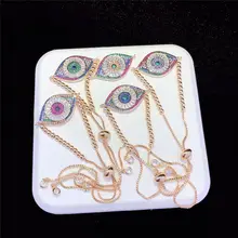 10 шт./лот Новое поступление Micro Pave Радуга Кубический Цирконий маркиза Турция сглаза Регулируемый латунный браслет из бисера ювелирные изделия распродажа