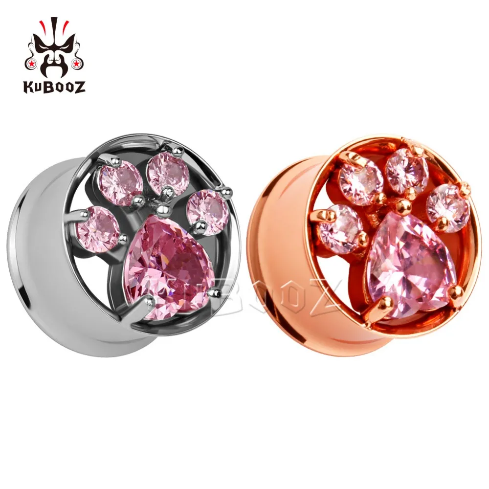 new hot fashion rose gold stainless steel ear plugs crystal ear tunnels