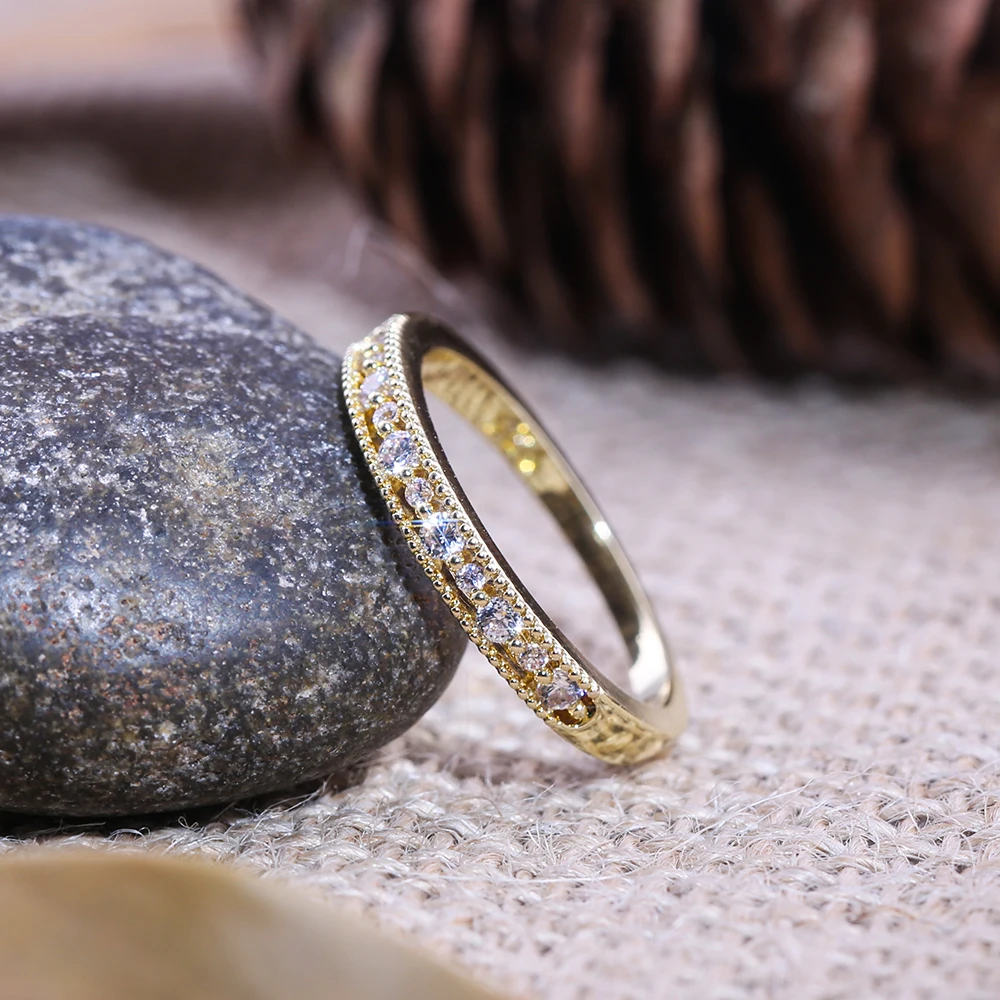 Huitan простой золотистый кольцо для женщин Стильный женский CZ Ювелирные изделия повседневные аксессуары для девочек много и оптом Прямая поставка