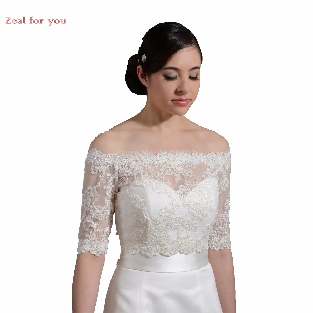 Tulle Bolero Wedding Half Sleeve Lace Off Shoulder Wedding Jackets