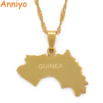 

Anniyo The Republic of Guinea Map Pendant Necklace Women Girls Gold Color Jewelry Map Of Guinea Necklaces Guinee #101321