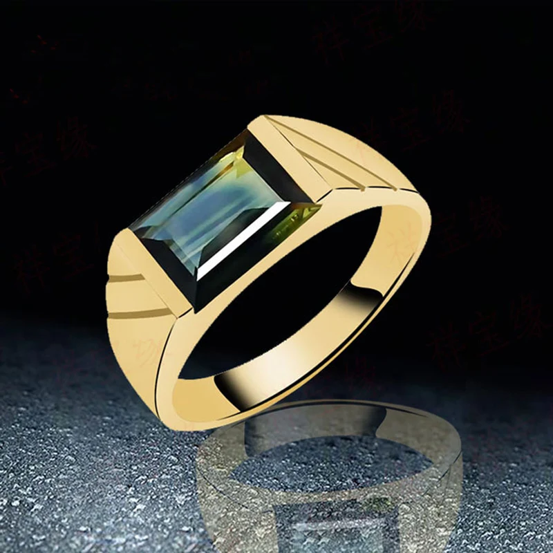 men ring 18k gold solid sapphire natural