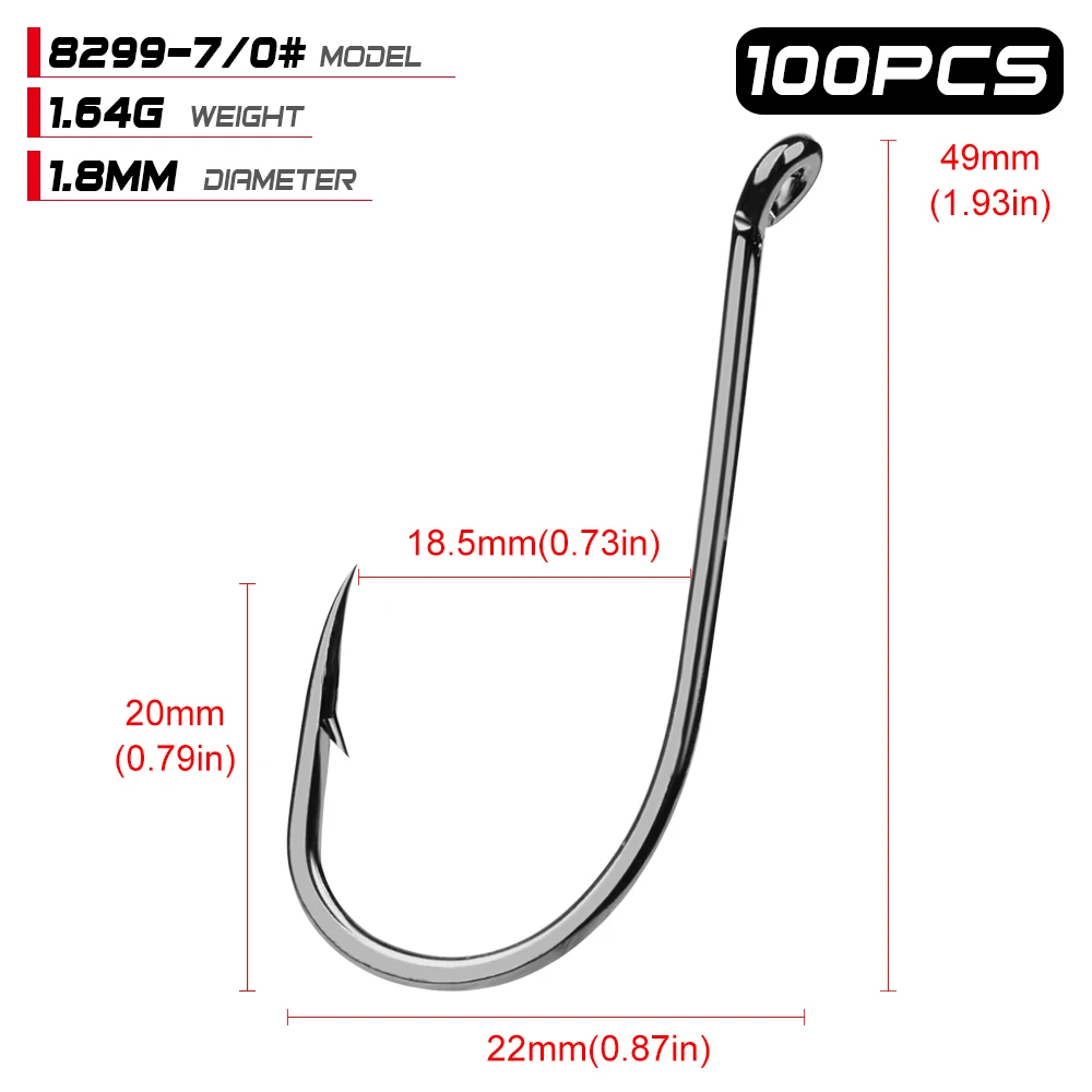100 шт. рыболовный крючок 8299 серия Осьминог HC-72A из высокоуглеродистой стали рыболовный крючок морской окунь 8299-1/0-7/0# крючок - Цвет: 8299 7 0