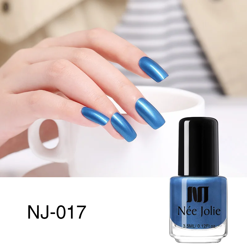 3.5ML NJ-017 NEE JOLIE 3,5 мл Серебряный зеркальный лак для ногтей цвета розового золота прозрачный цвет 7,5 мл стойкий лак для ногтей Быстросохнущий лак для ногтей - Цвет: 3.5ML NJ-017