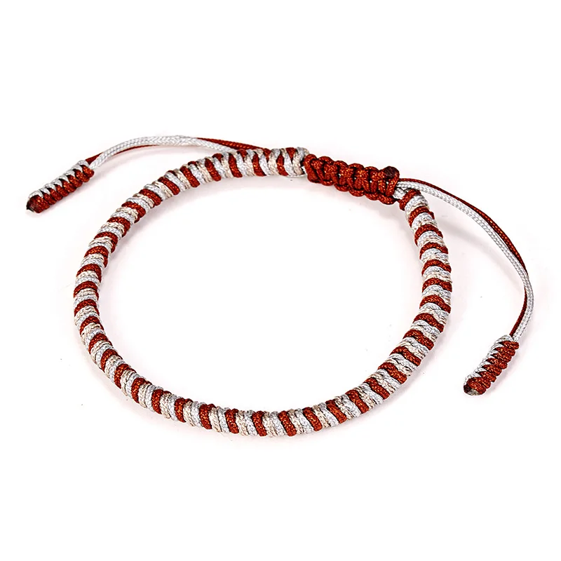 Ручной работы узлы веревочный браслет "Будда" для Для женщин плетеные Тибетские буддийские браслеты с надписью "Lucky Charm" Тибетский Браслеты& браслеты для Для женщин Для мужчин 6 цветов - Окраска металла: red brown