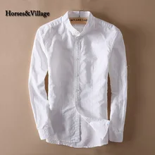 Männer Weißes Leinenhemd Stehkragen Chinesischen Traditionellen Stehkragen Baumwolle Kleid Langarm-shirt Leinenhemd Y010
