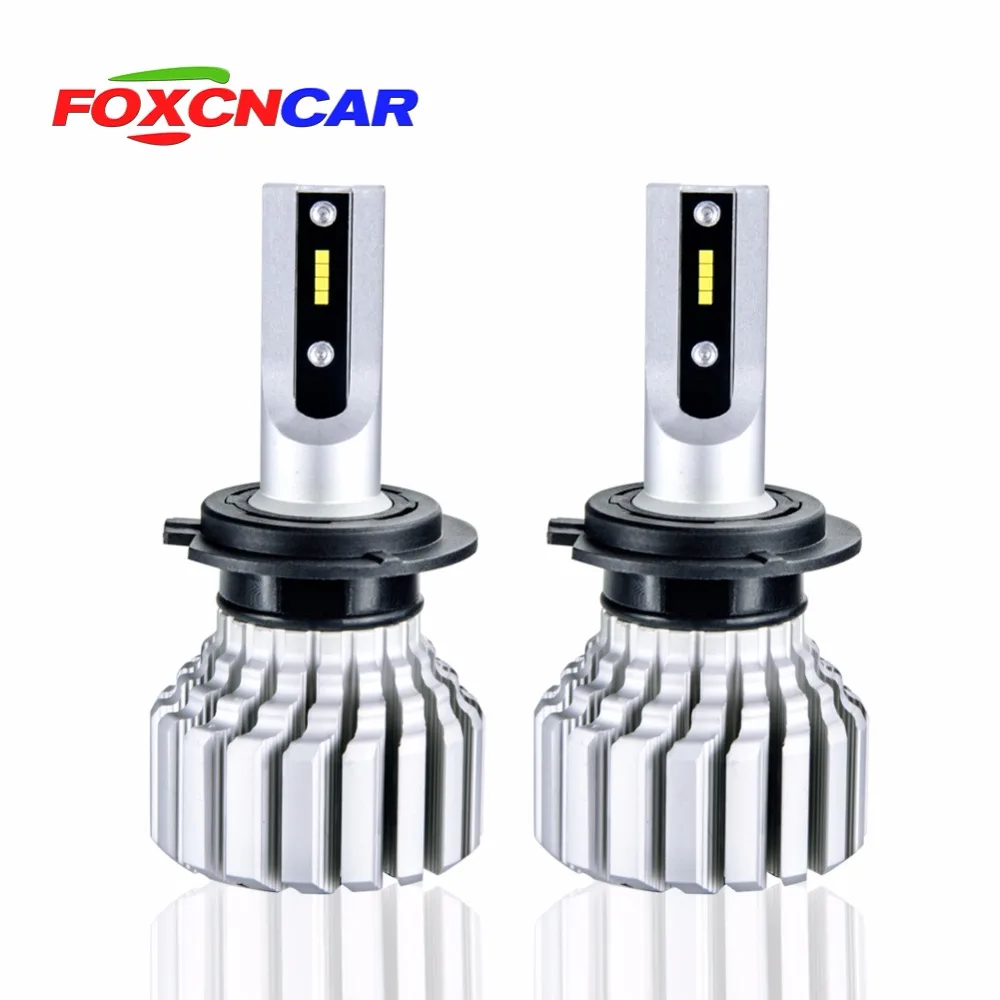 Foxcncar 72 Вт CSP чипы H4 H7 светодиодный автомобильные лампы Мини безвентиляторный H11 H1 9005 9006 Hi-Lo луч 10000лм 6500K Автомобильная фара 24 В